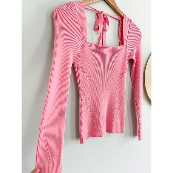 Anna October | Square Neck Sweater with Back Tie | Pink | Sz M - Picture 3 of 9